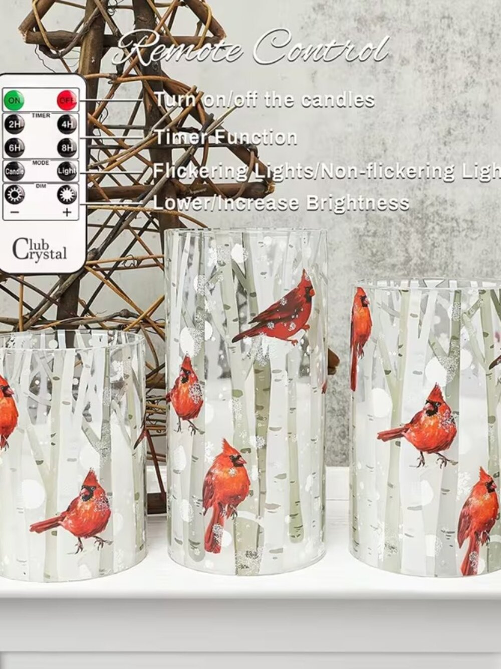 3pcs Cardinal-themed Flameless Candle - Picture 6 of 7